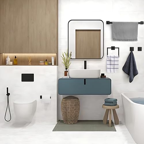 Foto de Juego de accesorios de baño de 15 piezas de 23.6 pulgadas, juego de accesorios de baño de acero inoxidable negro, kit de barra de toalla de baño (imagen 8)
