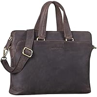 STILORD 'Kylie' Maletín Mujer Trabajo Cuero Bolso de Negocios Vintage Bolsa para Portátil de 13,3' Bolso Bandolera de Auténtica Piel, Color:marrón Oscuro
