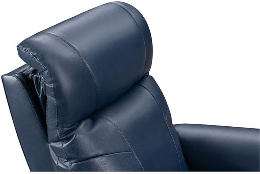Pemberly Row Top-Grain Leather Power Lift Recliner, Marco Navy Blue Upholstery, Dual Motor Lay Flat Design, Power Headrest and Lumbar, Plush Pub Back, Handy Side Pocket, 350 lb Capacity