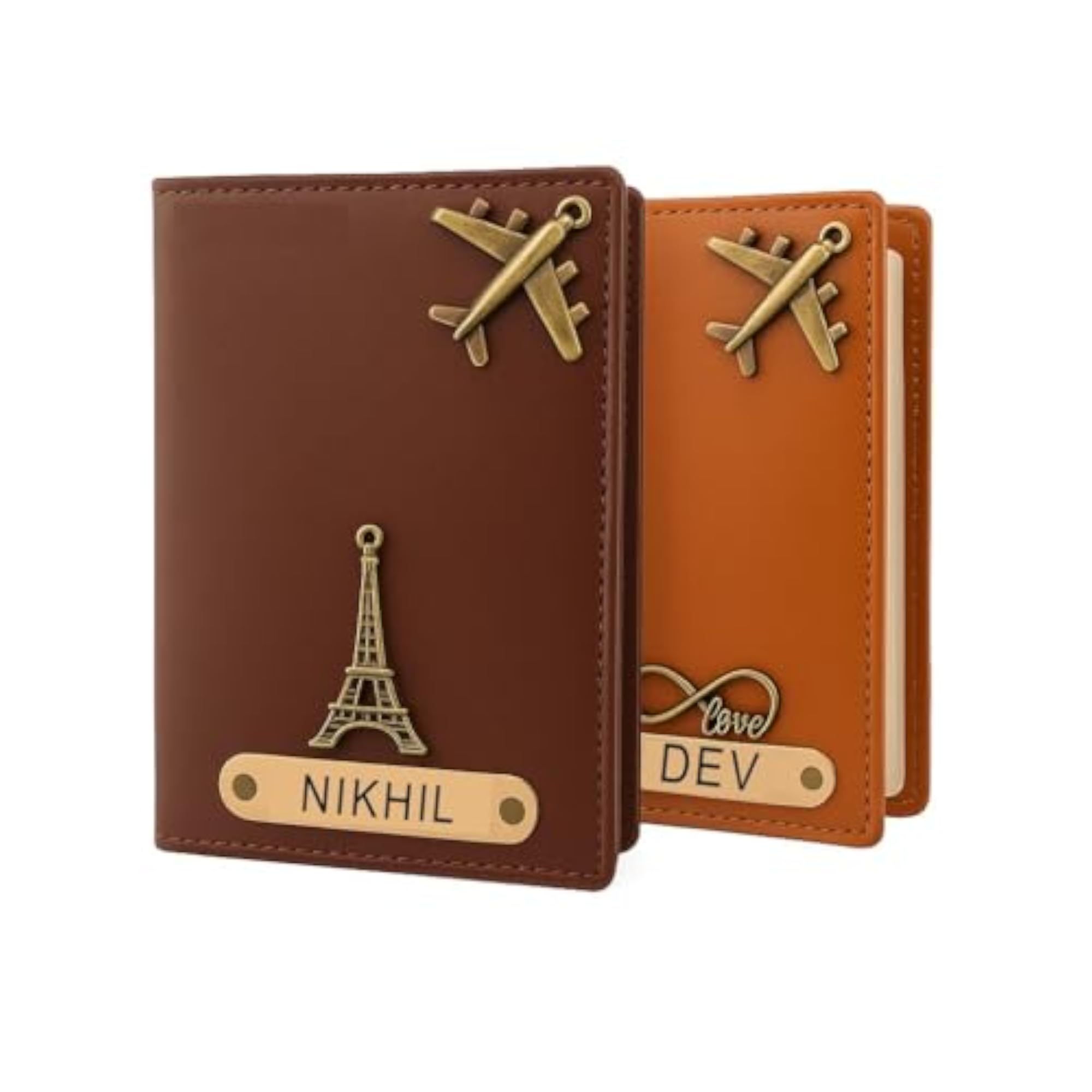 Customized Passport Cover Combo with Name & Charm, Travel Essential