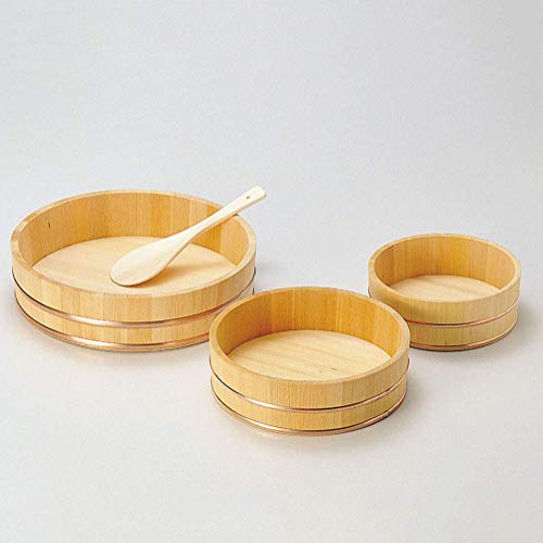 Tigela de arroz de sushi de madeira, balde cilíndrico japonês Hangiri Oke para mistura de arroz de s