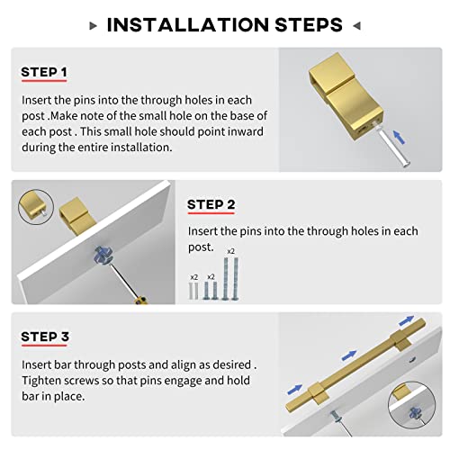 Homdiy 10 Pack Adjustable Cabinet Pulls Gold Cabinet Handles, 1-3/8" To 4" Adjustable Hole Distance Drawer Pulls #TOP3