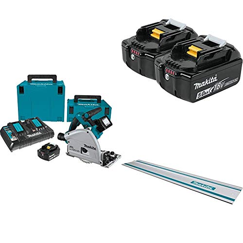 Makita Xps01Ptj 18V X2 Lxt Lithium-Ion (36V) Brushless Cordless 6-1/2-Inch Plunge Circular Saw Kit (5.0Ah),39-Inch Guide Rail And Extra18V Lithium-Ion 5.0Ah Batteries #TOP15
