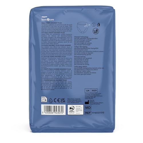 Amazon Basic Care Man Pants Plus Large – 40 Stück (4 Packungen à 10 Stück), Blau