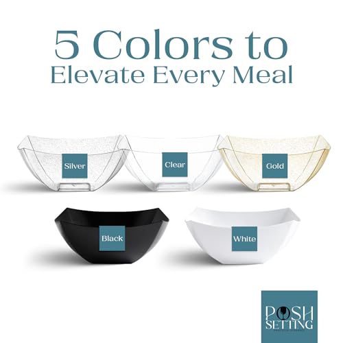 Posh Setting Silver Glitter Plastic Serving Bowls For Party  thumb #6