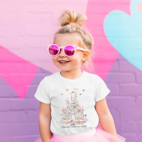 Magic Kingdom Shirts for Girls Floral Magical Castle Graphic Cute Tshirt Kids Flower Holiday Vacation Trip Tee Tops3