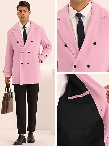 Lars Amadeus Formal Overcoat for Men's Notched Lapel Solid Color Double Breasted Trench Coat4
