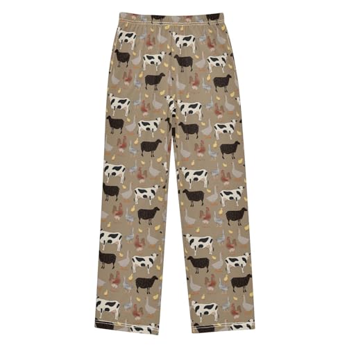 Cow Chicken Goose Boys Long Pants Soft Trousers Elastic Waist Kids Lounge Bottoms with Pockets S-XL