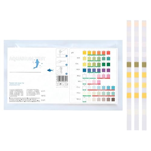 VZU 100-Pack Water Testing Kits for Aquariums, Tropical Fish Tank Water Test Kit, Ammonia Test Strips, 9-in-1 Aquarium Test Strips for Freshwater Saltwater Tanks, Ponds, Pools