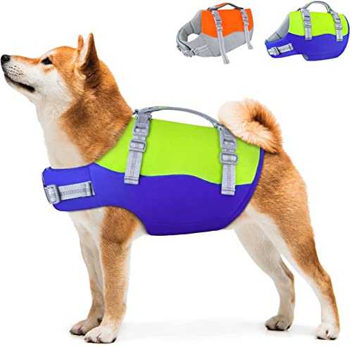 Gilet de Sauvetage Siivton Ripstop pour Chien: Gilet de Sauvetage réfléchissant réglable avec flottabilité supérieure, poignée de Sauvetage, Gilet de Natation Cover