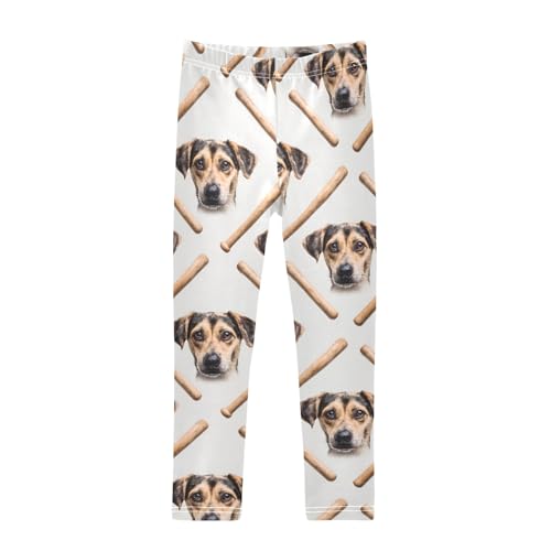 Girls' Athletic Leggings Ankle Length Yoga Dance Pants Kids Teen 4T Dog Stick