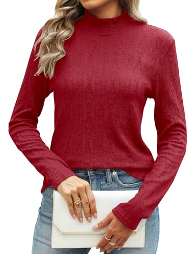 Image of Bashafo Women's 2024 Fall Long Sleeve Turtleneck Top Lightweight Tunic Sweaters