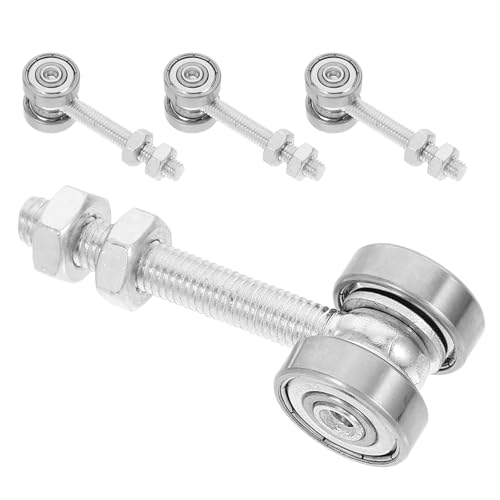 SAFIGLE 4 Ruedas para Puertas Corredizas Rodamiento de Bolas Doble, Polea de 22 Mm Diámetro Exterior, Montaje Perno y Tuercas, Silenciosas y Resistentes para Armarios, Puertas de Granero