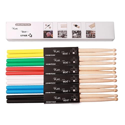 12 Paires Baguettes De Batterie 5A En Chêne - 40,6 Cm - Pour Adultes Et Enfants