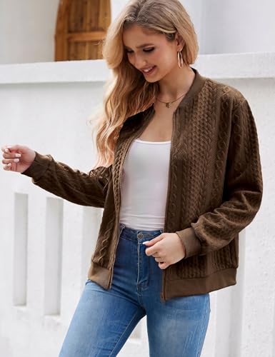 Image of Larmliss Women's Zip Up Cardigan Sweater Hoodies Long Sleeve Jacket Crewneck Casual Outerwear Spring Fall Trendy Coat Outfits
