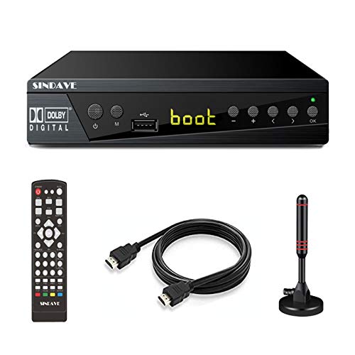Digital TV Converter Box, HDTV Digital Converter for Analog TV, Sindave HD 1080P TV with Recorder, ATSC HDTV Digital Converter with Tuner, Pause Live (Black 1984)