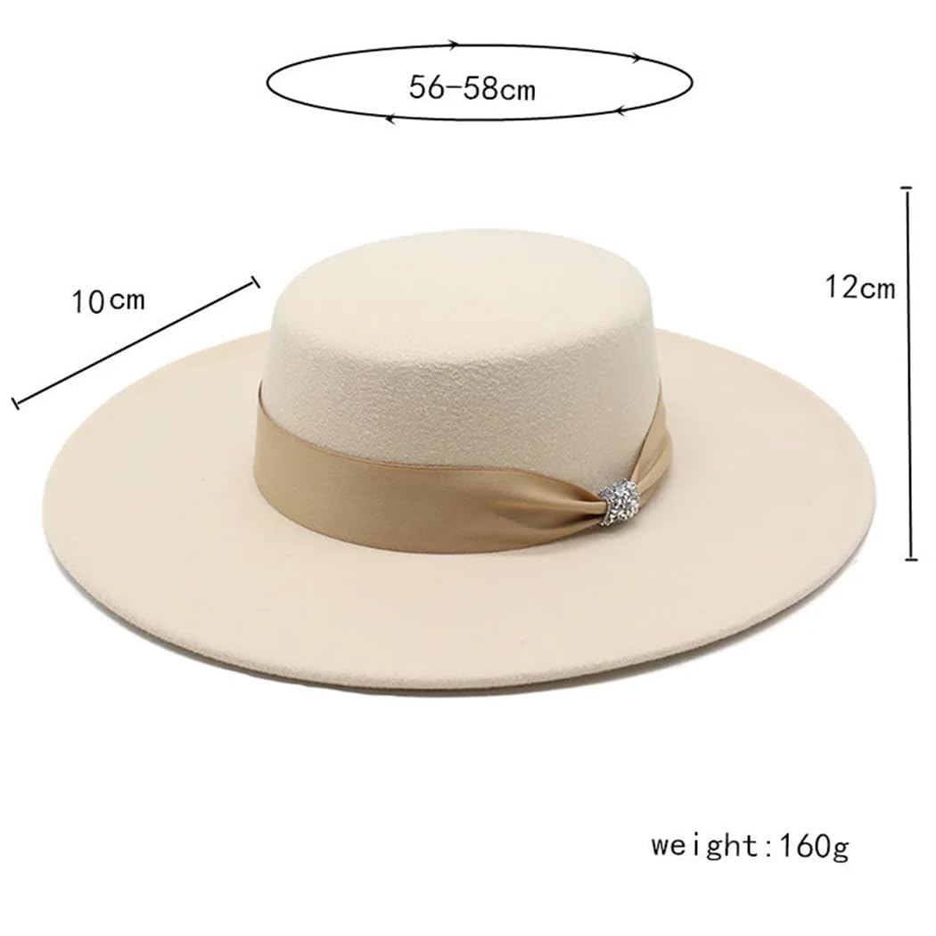 Cappello Fedoras da donna in feltro in raso, elegante, formale, per feste, cappello piatto da chiesa