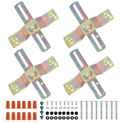 KC&KST 4Pack Light Fixture Mounting Brackets Adjustable Mounting Plates for 4 Junction Box Crossbar Set for Wall Light Ceiling Light Chandelier Pendant (Style 2-Color zinc-4PC)
