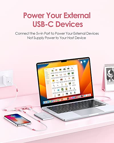 Hub USB C con Cavo Lungo 0.6M, 4 Porte USB-C & Porta di Alimentazione di Tipo C, Adattatore Multiporta per 2024-2016 MacBook Pro, 2024-2018 MacBook Air, iPhone 16/15 Plus Pro Max (CE31) - Hub USB - Immagine 3