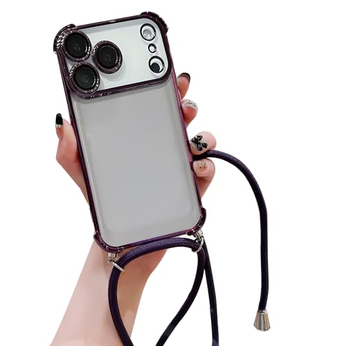 TRIPLE RIVER�EFor iPhone17 Pro Max �P�[�X �X�}�z�V�����_�[ �����Y�J�o�[ ���� �N���A �V�����_�[�X�g���b�v For �A�C�t�H��17�v���}�b�N�X(�p�[�v��)