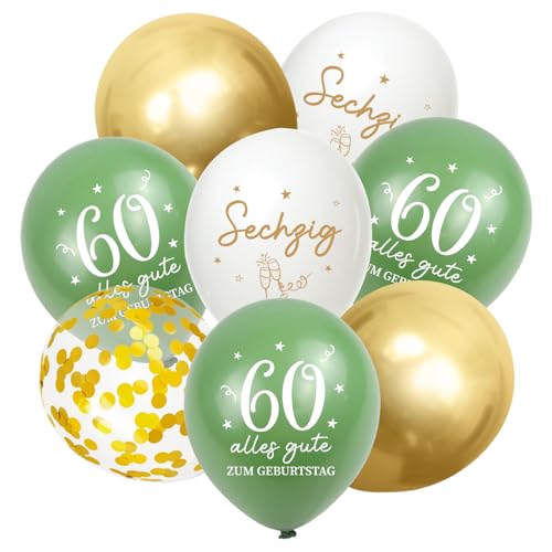 Luftballons 60 Jahre Geburtstag, 30 Stück Deko 60. Geburtstags Mann Frauen, 60. Alles Gute zum Geburtstag Ballons, 60. Salbeigrüne Gold Geburtstagsdeko, 60th Birthday Konfetti Ballon Party Deko Luftballons 60 Jahre Geburtstag, 30 Stück Deko 60. Geburtstags Mann Frauen, 60. Alles Gute zum Geburtstag Ballons, 60. Salbeigrüne Gold Geburtstagsdeko, 60th Birthday Konfetti Ballon Party Deko