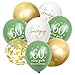Luftballons 60 Jahre Geburtstag, 30 Stück Deko 60. Geburtstags Mann Frauen, 60. Alles Gute zum Geburtstag Ballons, 60. Salbeigrüne Gold Geburtstagsdeko, 60th Birthday Konfetti Ballon Party Deko