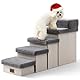 COZY KISS Haustiertreppe für Kleine Hunde mit Stauraum, Hundetreppe Faltbare für Vorsitz, Hunde Treppe Hunderampe mit Rutschfestem Boden, Lecksichere, Bis Zu 80kg (Grey, 33x101x54cm, 5)