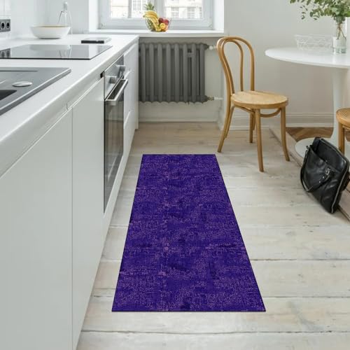 Alfombra abstracta para pasillo de cocina morada moderna lavable 5