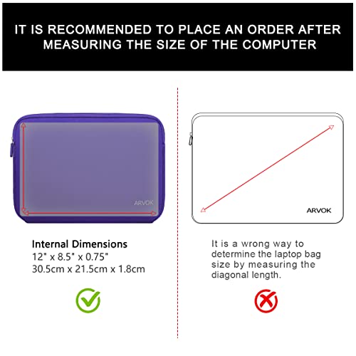 Image of Arvok 11 11.6 12 Inch Laptop Sleeve Case for MacBook Air 12, Water-Resistant Neoprene Notebook Computer Tablet Sleeve, Carrying Bag Cover for Chromebook /HP /Dell /Lenovo /Asus /Acer, Purple