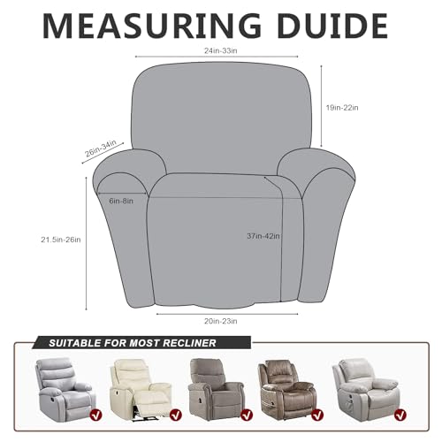 Image of ANARACHON Recliner Chair Covers Leather Like, 4 Pieces Recliner Cover for Recliner Chair, Soft Sofa Slipcover Furniture Protector Washable Sofa Cover for Pets Kids(Dark Army Green)