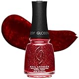 China Glaze CG Nail Lacquer Ruby Pumps – Deep Red with Fine Red Glitter Nail Polish, Quick Dry, Chip Resistant, Shimmer Glossy Finish for Salon & DIY Manicure, 0.5 fl oz