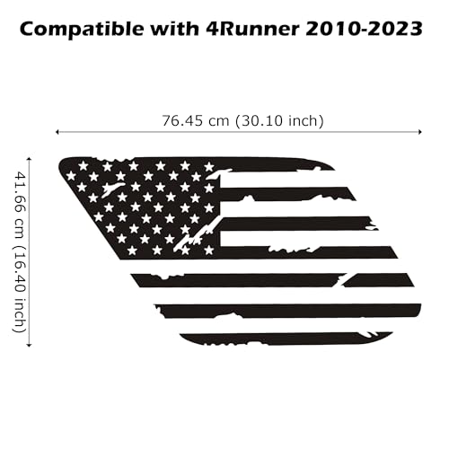 Image of Precut American Flag Decal Car Rear Side Window Sticker Matte Black Rear Quarter Window DIY Sticker Left and Right Side Window Cling Car Exterior Decoration Accessories, for 4Runner 2010-2023