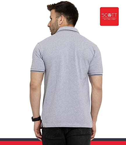 Image of Scott International Men's Organic Cotton Regular Fit Polo T-Shirt (Grey with Black, 3XL)