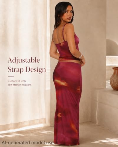 Image of Two Piece Skirt Set Women Maxi Long Skirt and Top Outfit