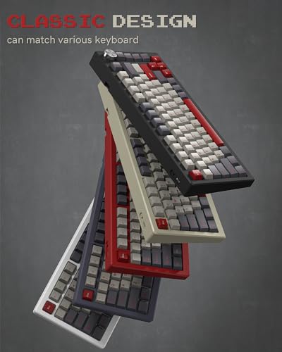Image of Womier Keycaps, Custom PBT Doubleshot Keycaps 60 65 75 100 Percent, Cherry Profile Retro Keycaps, 61 /64 /68 /84 /87 /100 /104 /108 Gaming Mechanical Keyboard Keycaps, 132 Keys Keycaps Set - Gorpcore Style