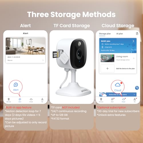 AOQEE C1 2K Indoor/Outdoor Camera 4-Pack (Wired, 2.4GHz WiFi, Local Storage) — view 6