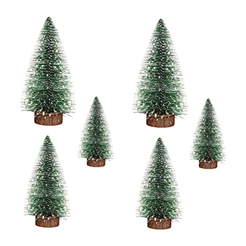 Petites décorations de Noël arbres de table et pin givré avec bases en bois naturel
