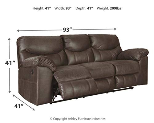Signature Design By Ashley Boxberg Oversized Faux Leather Manual Pull Tab Reclining Sofa, Dark Brown #TOP2