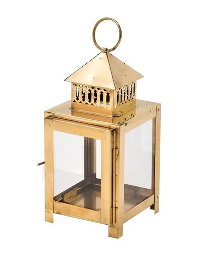 Image of Handicraft Akhand Diya with Glass Cover Brass, Akhand Diya for Home Temple puja, Hanging Table Lantern