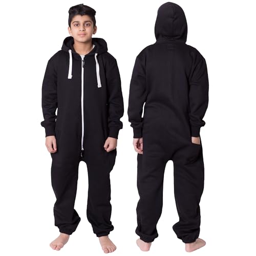 NOROZE Onesie Jumpsuit Weihnachts-Pyjama für Jungen Einteiler einfarbig...