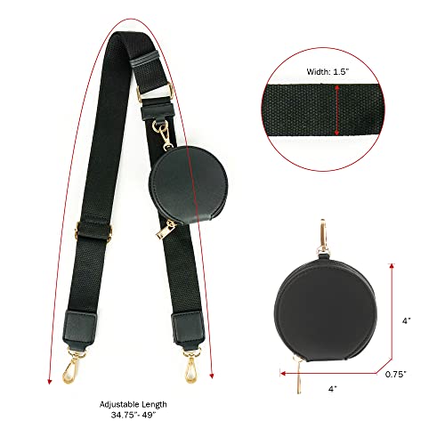 Evve Wide Replacement Straps For Handbags With Coin Purse - For Over Shoulder Crossbody Bag, Guitar Style, Adjustable Length #TOP1