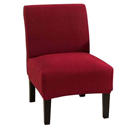 Mifxin Armless Accent Chair Covers Water-Repellent Knitted Stretchy Slipper Chair Couch Slipcovers Removable Washable Furniture Protector Covers For Living Room Home Hotel (Red) #TOP17
