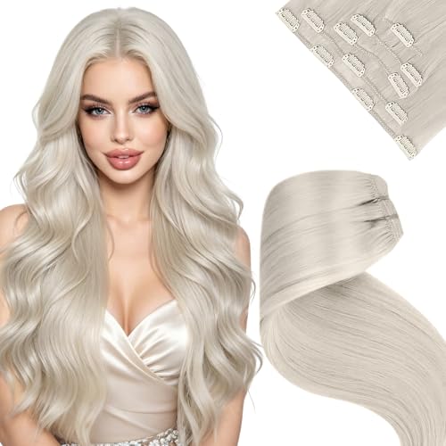 Image of LaaVoo Clip In Hair Extensions, for party, 16 Inch 5Pcs 80g | Clip In Hair Extensions Real Human Hair Present Uniform Hair Tone, For Professional Salon Styling