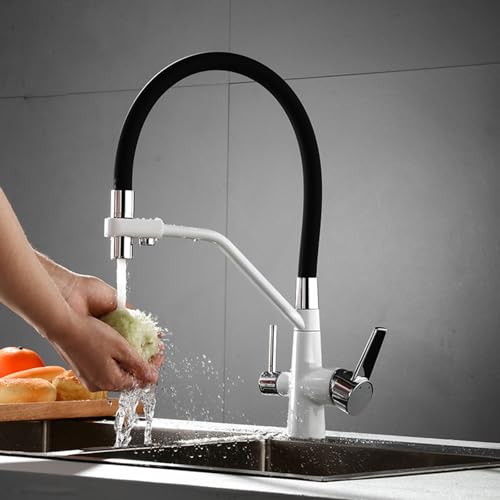 Mitigeur cuisine 3 voies noir flexible idéal pour eau filtrée et osmoseur
