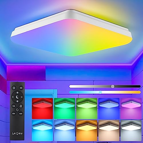 LEOEU LED Deckenleuchte Dimmbar mit Fernbedienung, 24W 2400LM Deckenlampe...
