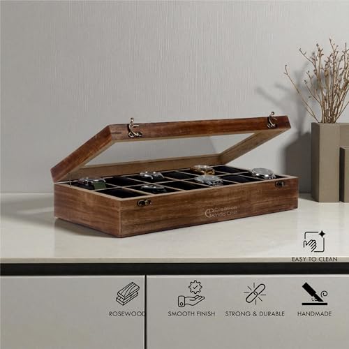 Image of Vintage Wooden Watch Box for Men, Timepiece Storage & Organizer, Watch Display Case, Jewelry Box for Women, Anniversary Gift for Husband (12 Gooves (Antique Wood))