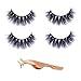 Newcally Mink lashes 3D Mink False Eyelashes Thick Dramatic Premium Handmade 2 Pairs with Free Eyelashes Tweezer