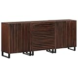 Cet ensemble de trois buffets en bois de manguier massif offre une solution de rangement élégante et polyvalente pour votre salon ou chambre. Leur design industriel moderne intègre des étagères et des tiroirs, créant un meuble de rangement parfait pour organiser vos affaires avec style.