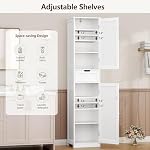 Iwell 67" Tall Bathroom Cabinet, Storage Cabinet with 2 Doors & 1 Drawer, Bathroom Storage Cabinets with Adjustable Shelves, for Living Room, Entryway, Home Office, White - Image 4