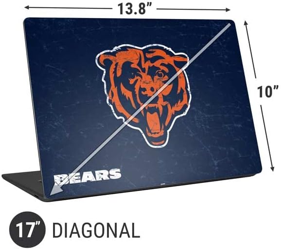 Skinit Laptop Decal Skin Compatible with Universal Laptop 17in (13.8 x 10in) - Officially Licensed NFL Chicago Bears - Alternate Distressed Design